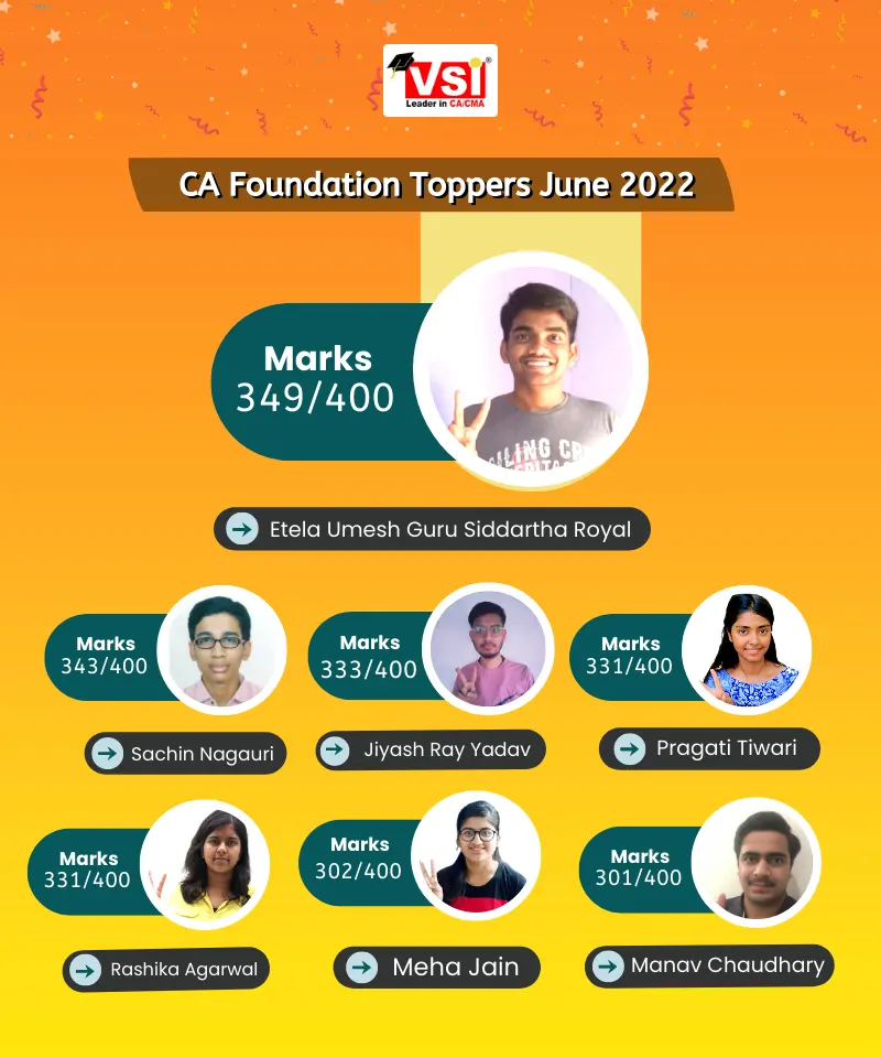 VSI CA Foundation Toppers June 2022
