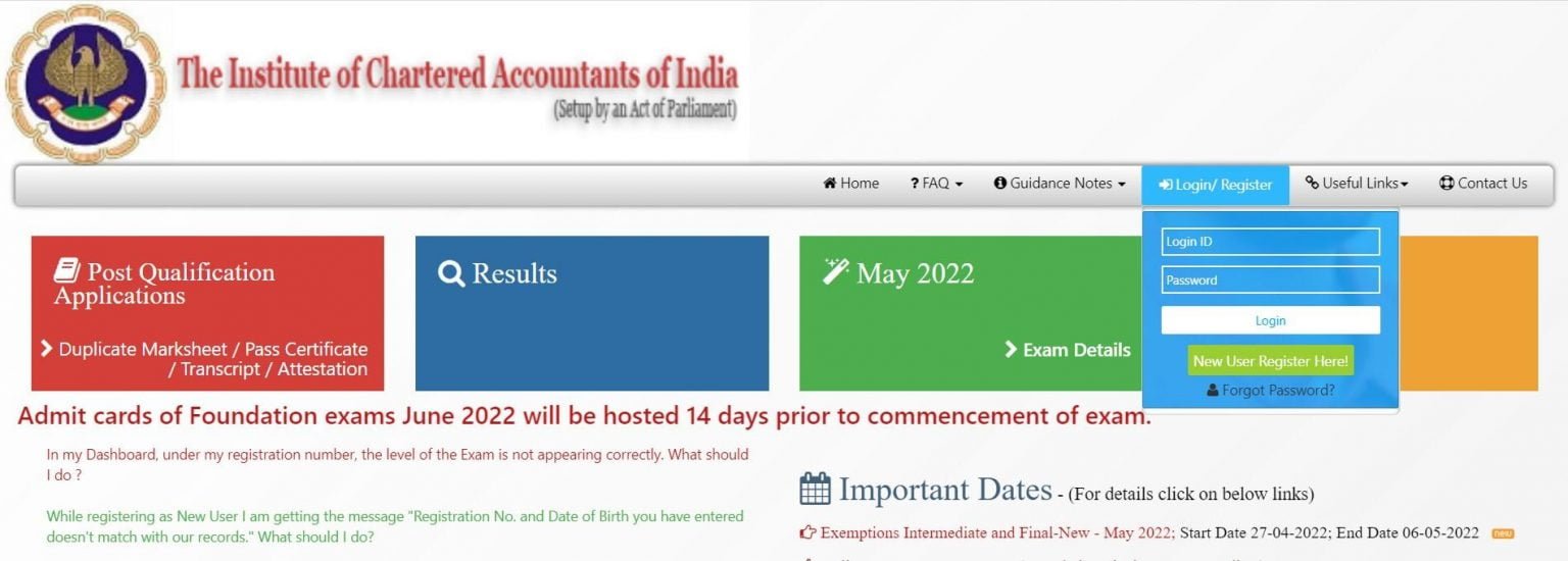 ICAI CA Foundation Admit Card June 2023 (out) Download Hall Ticket