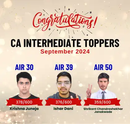 CA Inter Result September 2024 Topper Desktop Banners